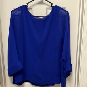 Worthington Boxy Blue Blouse with Relaxed Fit